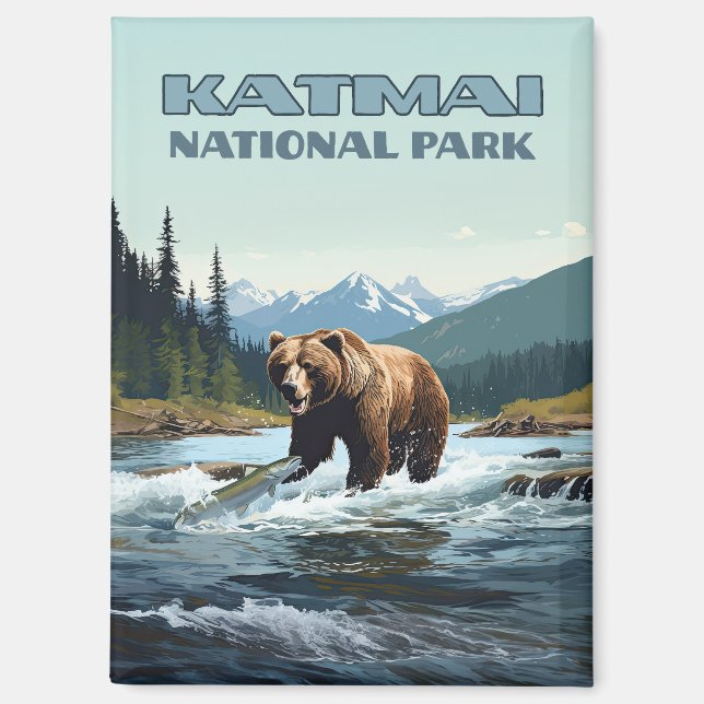 Katmai National Park Alaska Bear Brooks River Magnet (Front)