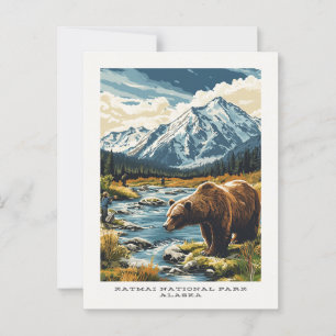Katmai National Park Alaska Travel Postcard