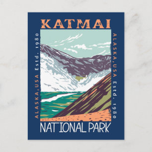 Katmai National Park Alaska Vintage Distressed Postcard