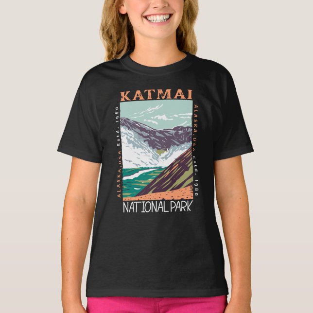 Katmai National Park Alaska Vintage Distressed T-Shirt (Front)