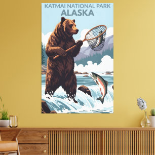 Katmai National Park, Alaska WPA Canvas Print
