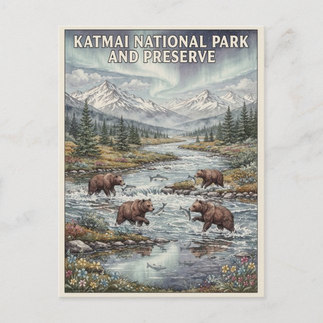 Katmai National Park Brown Bears Postcard (Front)