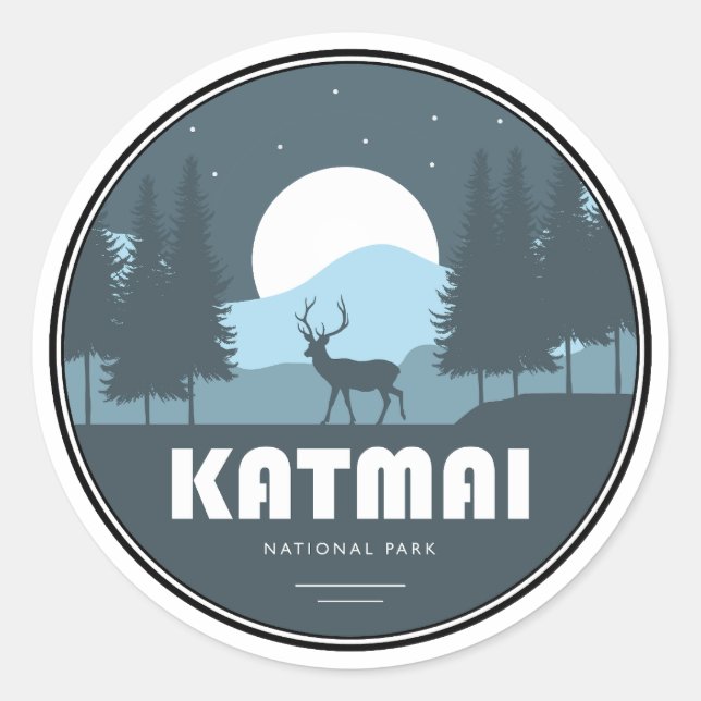 Katmai National Park Deer Classic Round Sticker (Front)