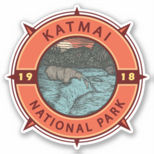 Katmai National Park Grizzly Bear Retro Compass