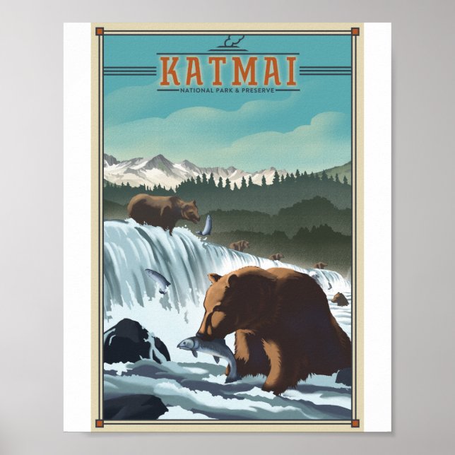 Katmai National Park Litho Artwork Poster (Front)