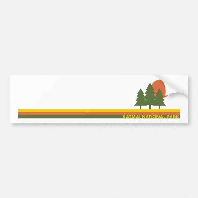 Katmai National Park Pine Trees Sun Bumper Sticker (Front)