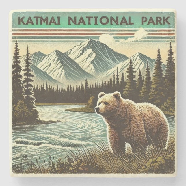 Katmai National Park Stone Coaster (Front)