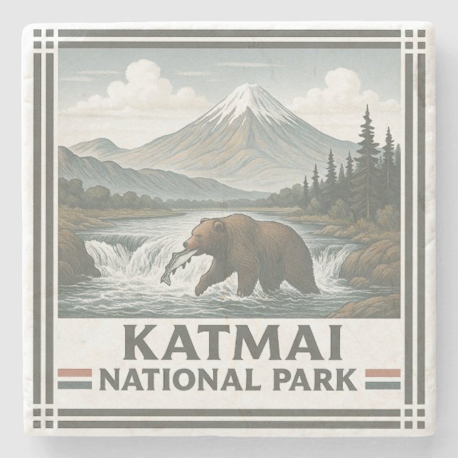 Katmai National Park Stone Coaster (Front)