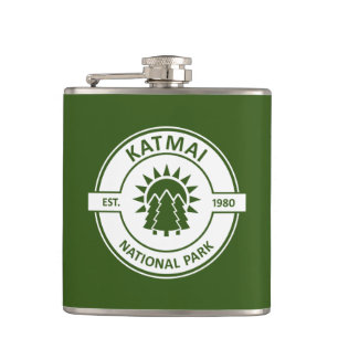 Katmai National Park Sun Trees Hip Flask