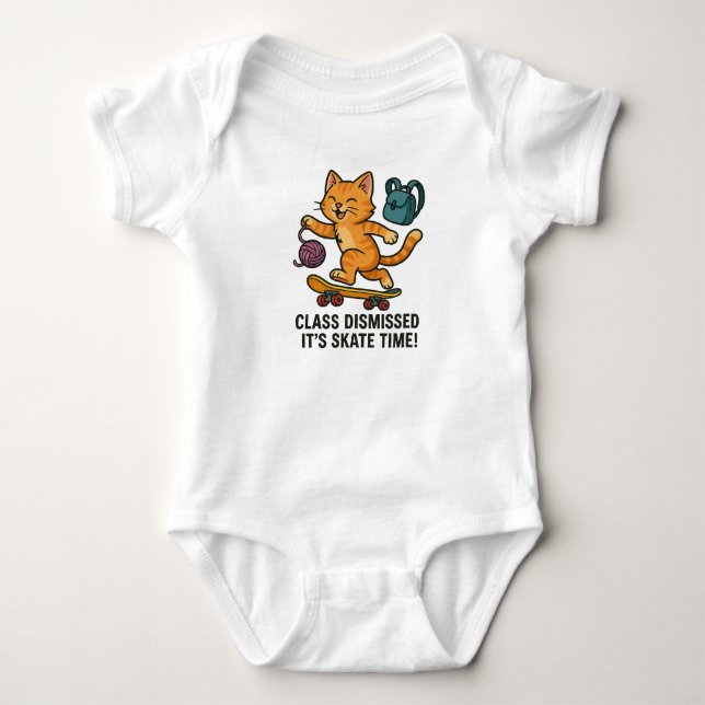 KATO – Class Dismissed! It’s Skate Time Baby Bodysuit (Front)