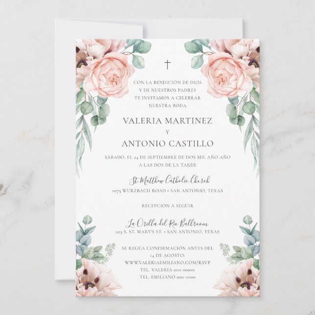 Katrina Invitación de Boda Catolica Formal Wedding Invitation (Front)
