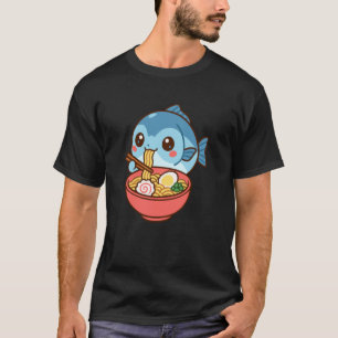 Katsuo Fish Eating Ramen Noodles Kawaii Cute Funny T-Shirt