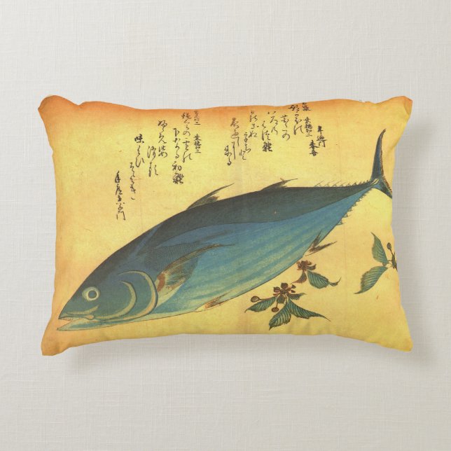Katsuo (Skipjack Tuna) - Hiroshige's Colourful Fis Decorative Cushion (Front)