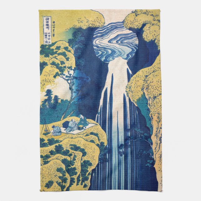Katsushika Hokusai - Amida Falls Tea Towel (Vertical)
