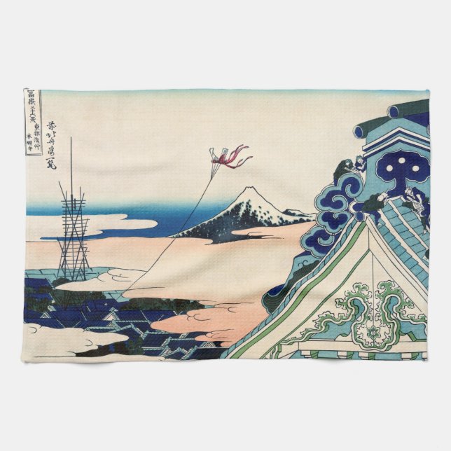 Katsushika Hokusai - Asakusa Honganji temple, Edo Tea Towel (Horizontal)