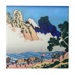 Katsushika Hokusai - Back of Fuji, Minobu river Tile