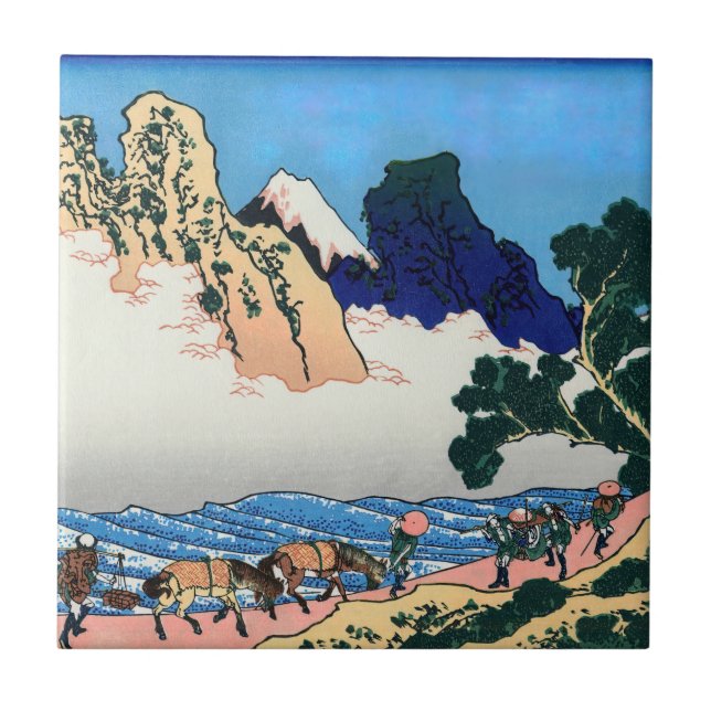 Katsushika Hokusai - Back of Fuji, Minobu river Tile (Front)