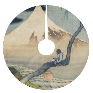 Katsushika Hokusai - Boy Viewing Mount Fuji Brushed Polyester Tree Skirt