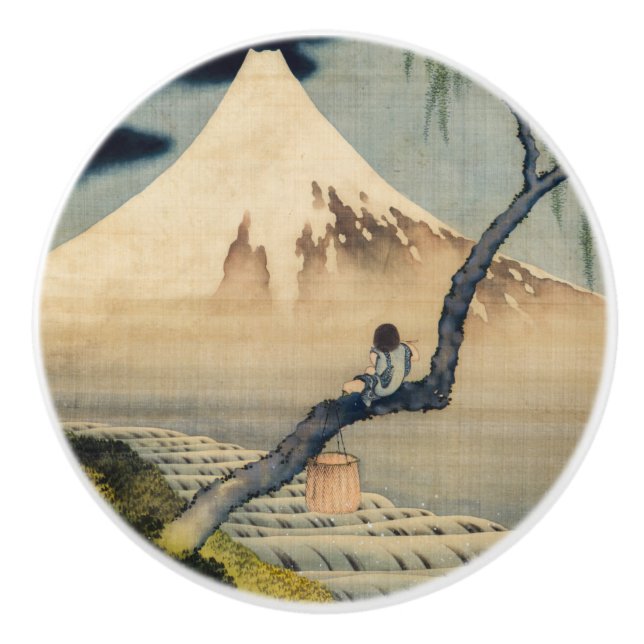 Katsushika Hokusai - Boy Viewing Mount Fuji Ceramic Knob (Front)