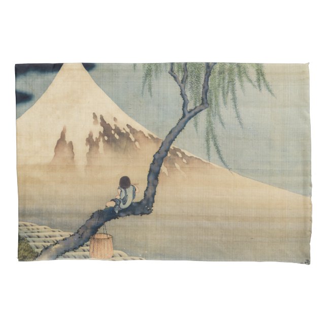Katsushika Hokusai - Boy Viewing Mount Fuji Pillowcase (Front)
