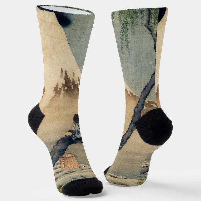 Katsushika Hokusai - Boy Viewing Mount Fuji Socks (Angled)