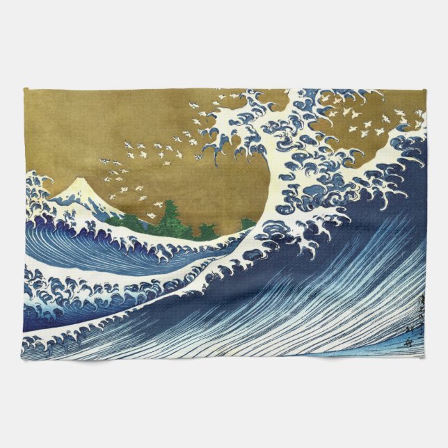 Katsushika Hokusai - Coloured Big Wave Tea Towel (Horizontal)