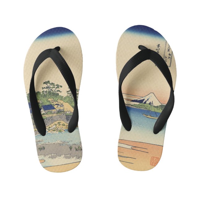 Katsushika Hokusai Enoshima in the Sagami province Kid's Jandals (Footbed)