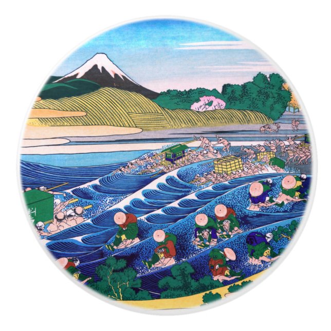 Katsushika Hokusai - Fuji from Kanaya on Tokaido Ceramic Knob (Front)