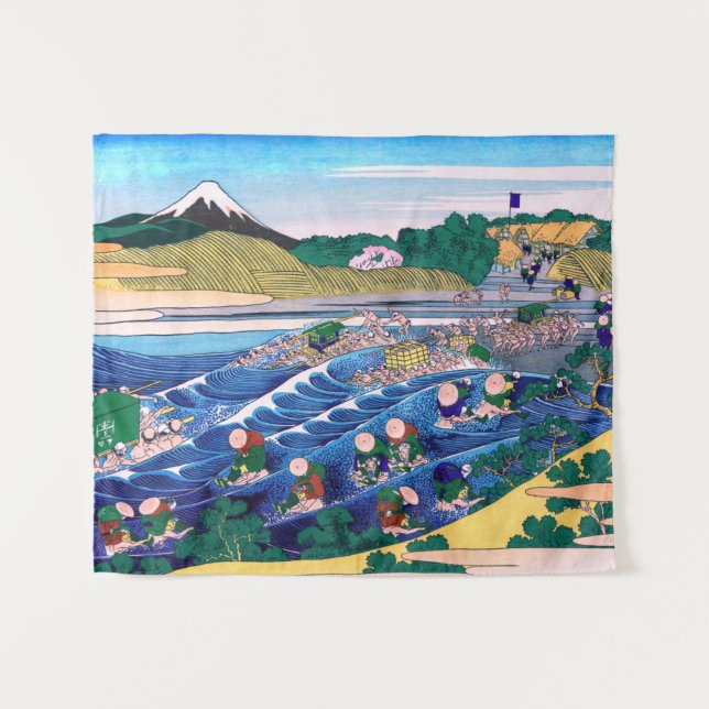 Katsushika Hokusai - Fuji from Kanaya on Tokaido Tapestry (Front (Horizontal))