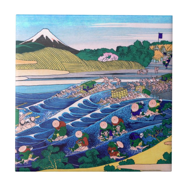 Katsushika Hokusai - Fuji from Kanaya on Tokaido Tile (Front)