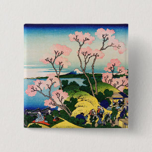 Katsushika Hokusai - Gotenyama, Tokaido, Shinagawa 15 Cm Square Badge