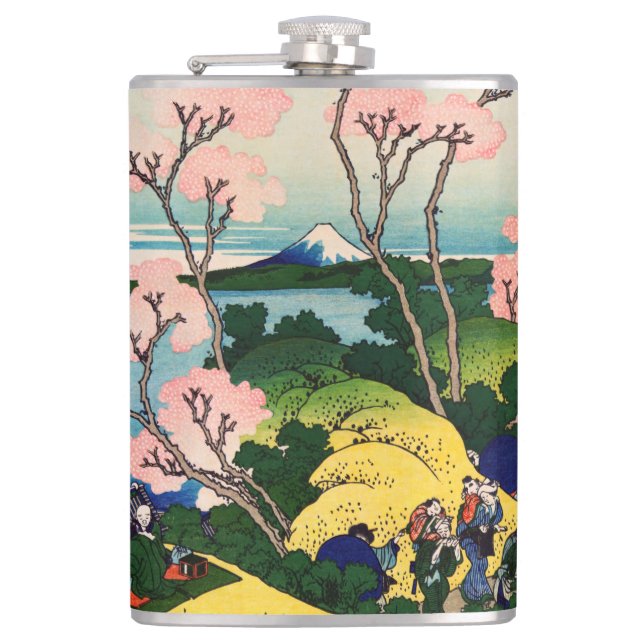 Katsushika Hokusai - Gotenyama, Tokaido, Shinagawa Hip Flask (Front)