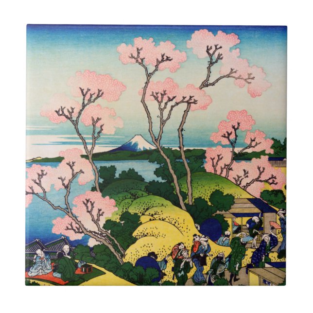 Katsushika Hokusai - Gotenyama, Tokaido, Shinagawa Tile (Front)