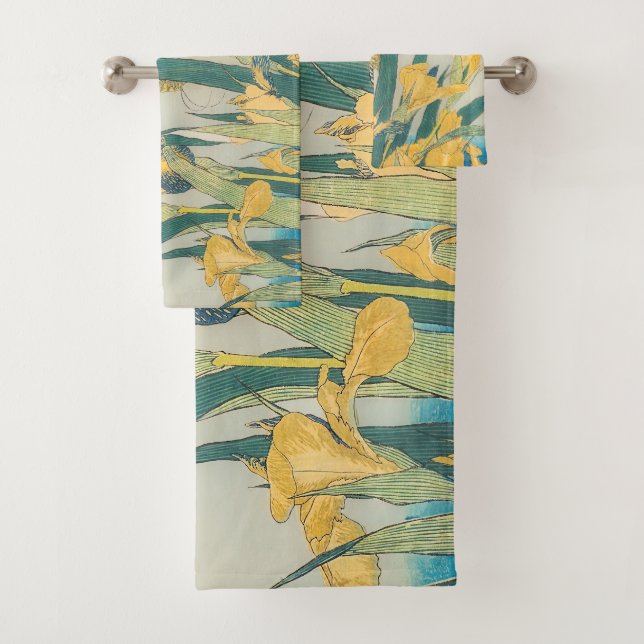 Katsushika Hokusai - Grasshopper and Iris Bath Towel Set (Insitu)