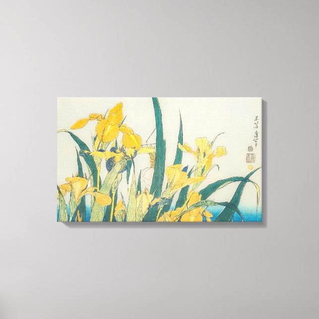 Katsushika Hokusai - Grasshopper and Iris Canvas Print (Front)