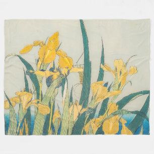 Katsushika Hokusai - Grasshopper and Iris Fleece Blanket