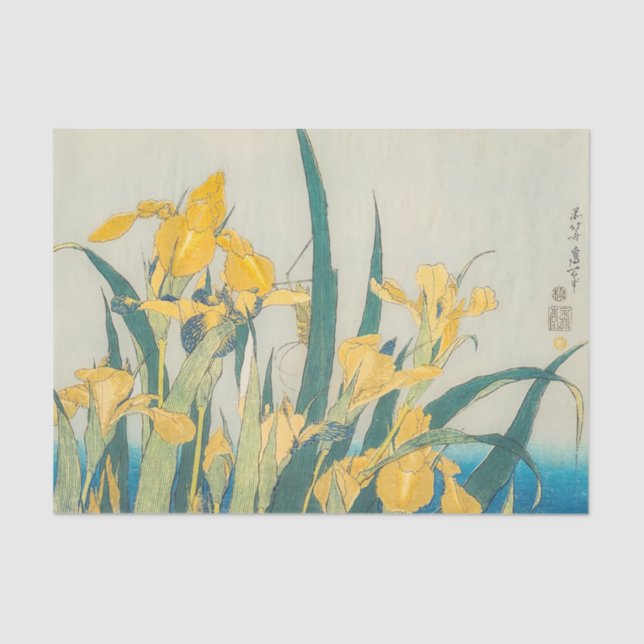 Katsushika Hokusai - Grasshopper and Iris Tissue Paper (Front)