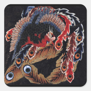Katsushika Hokusai, Happo-tsuzumi Hoo-zu Square Sticker