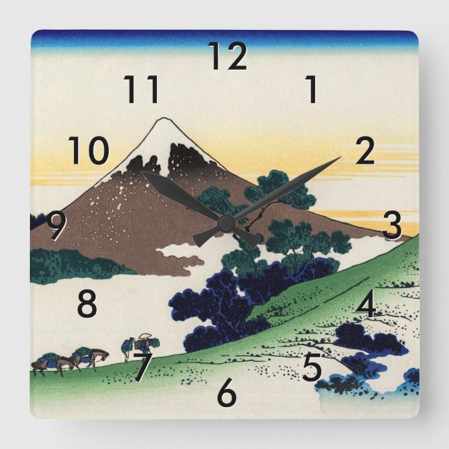 Katsushika Hokusai - Inume pass, Kai province Square Wall Clock (Front)