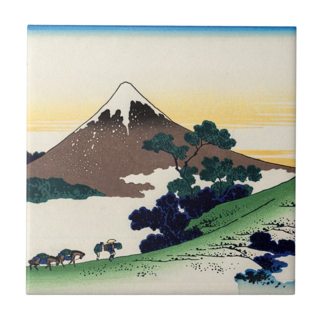 Katsushika Hokusai - Inume pass, Kai province Tile (Front)