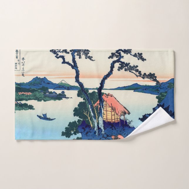 Katsushika Hokusai - Lake Suwa in Shinano province Bath Towel Set (Hand Towel)