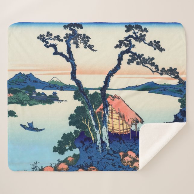 Katsushika Hokusai - Lake Suwa in Shinano province Sherpa Blanket (Front (Horizontal))