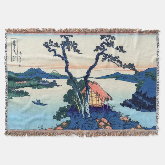 Katsushika Hokusai - Lake Suwa in Shinano province Throw Blanket (Front)
