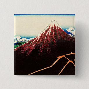 Katsushika Hokusai - Lightnings below the summit 15 Cm Square Badge