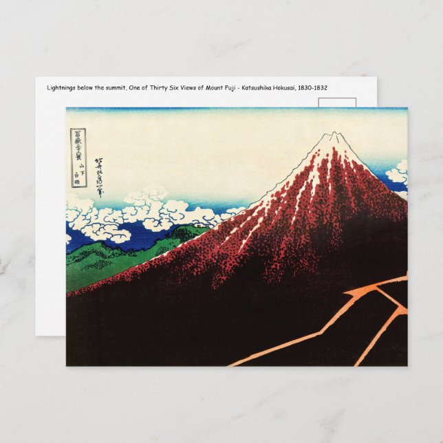 Katsushika Hokusai - Lightnings below the summit Postcard (Front/Back)