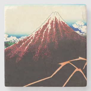 Katsushika Hokusai - Lightnings below the summit Stone Coaster