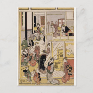 Katsushika Hokusai: New Year's Day,Teahouse Ogi-ya Holiday Postcard