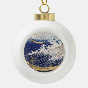 Katsushika Hokusai. Ocean waves Ceramic Ball Christmas Ornament