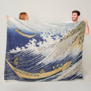 Katsushika Hokusai. Ocean waves Fleece Blanket