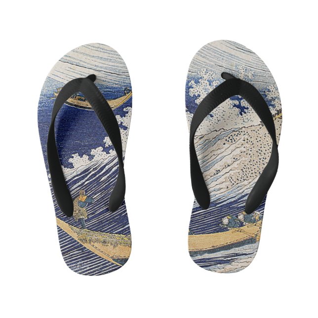 Katsushika Hokusai. Ocean waves     Kid's Jandals (Footbed)